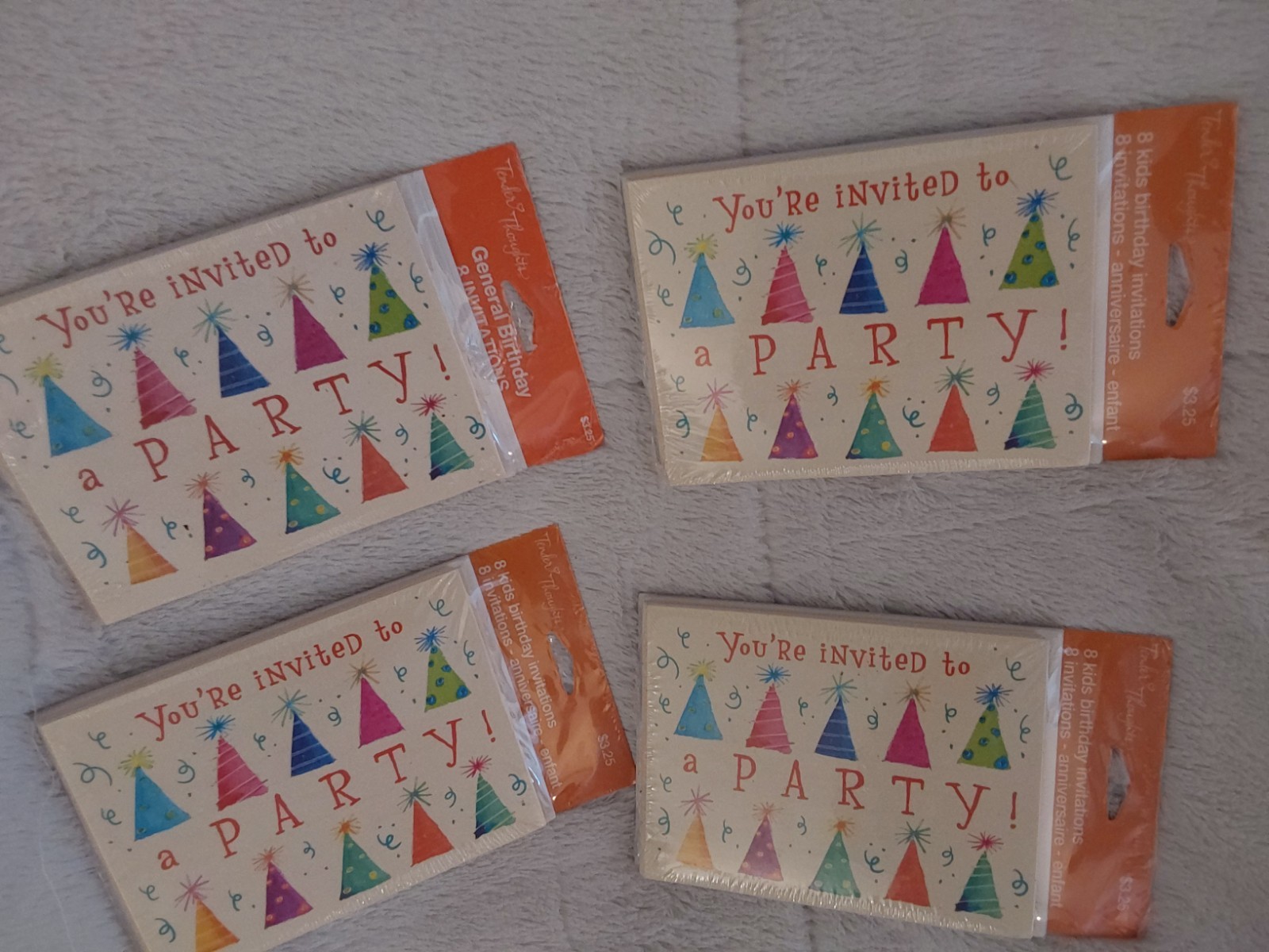 PARTY INVITATIONS 4 PKS 8 CARDS/ENV EACH