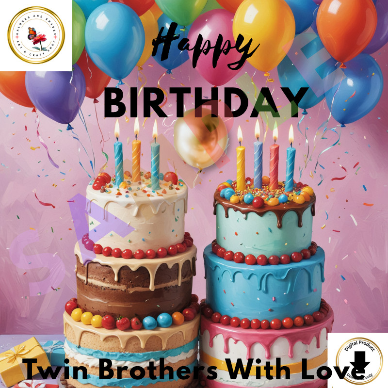 Twin Brother Digital Birthday Card Printable Sharable