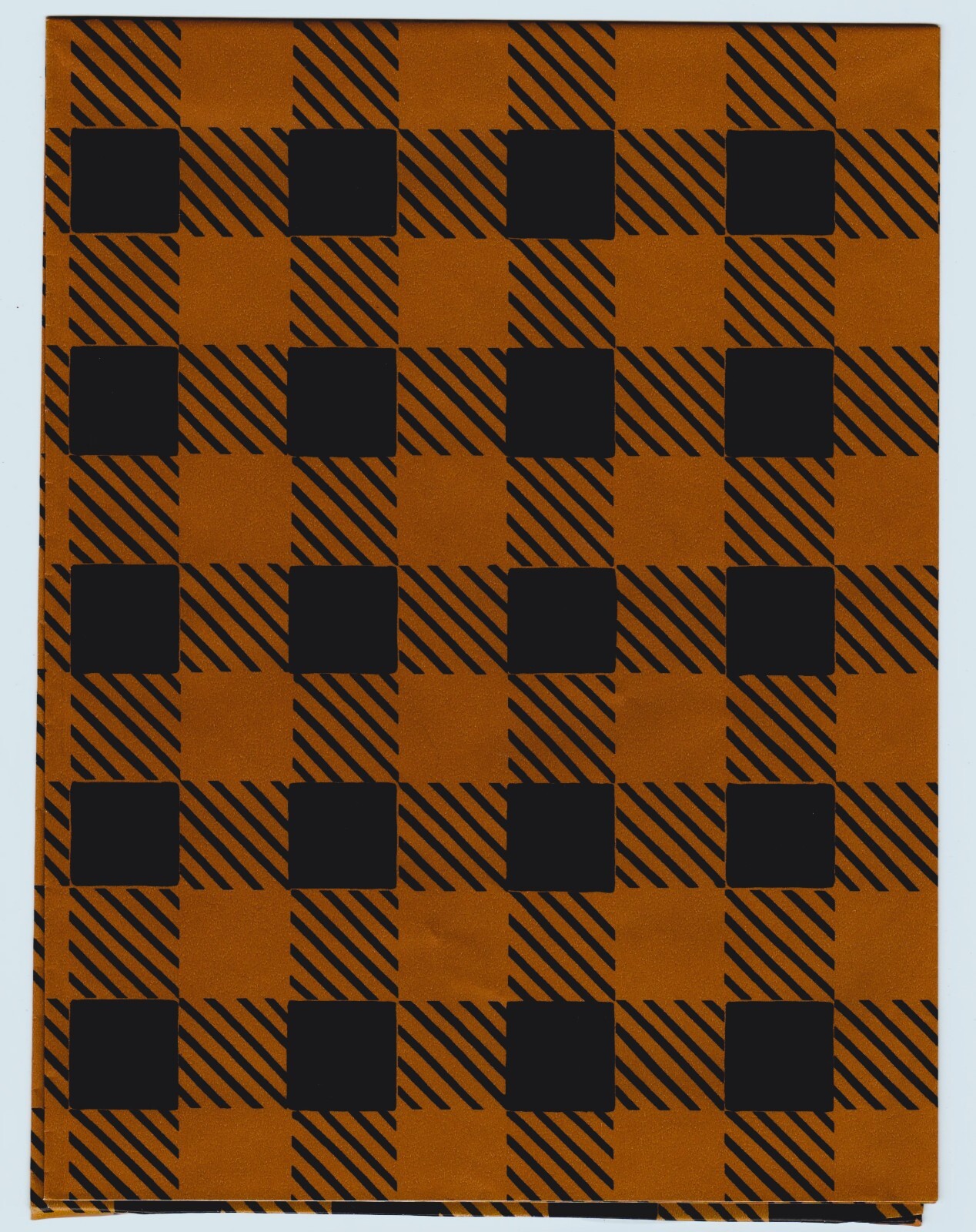 Vintage 1980s Plaid Gift Wrap, Brown/Black Checks Retro Blocks Stripes Masculine