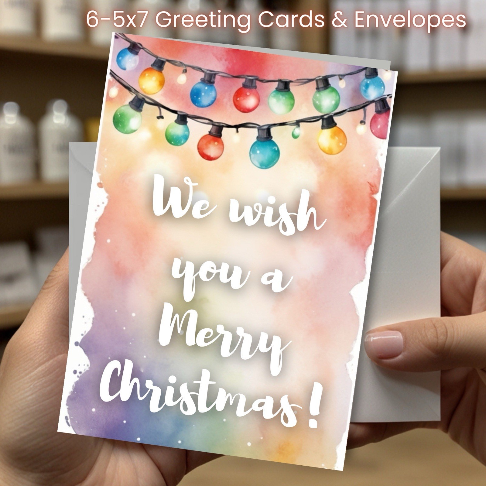 Christmas Greeting Cards w/ Envelope – Set of 6 -5×7 Cards & Envelopes L#058