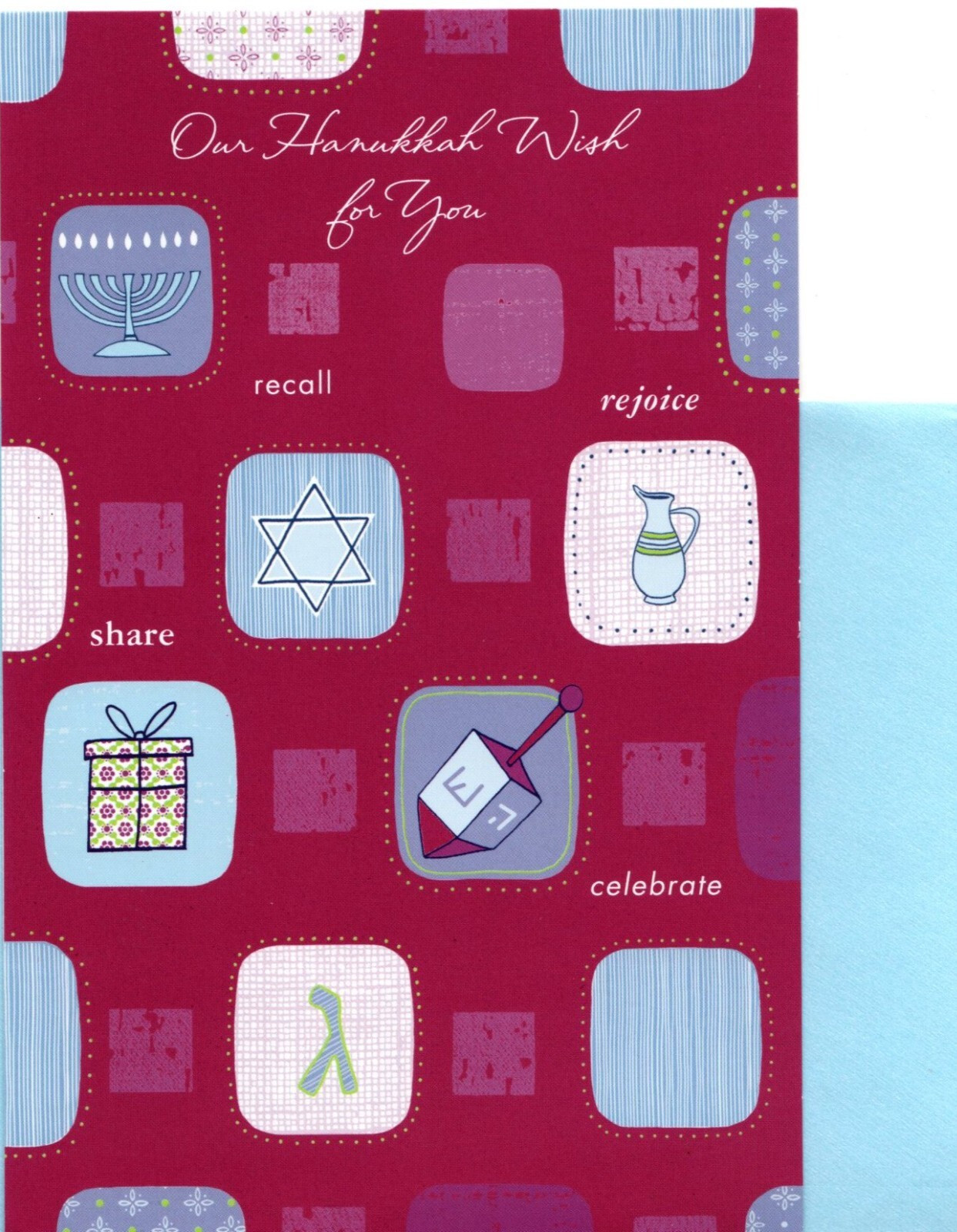 Jewish Happy Hanukkah Wishes Dreidel Star Of David Menorah Greeting Card