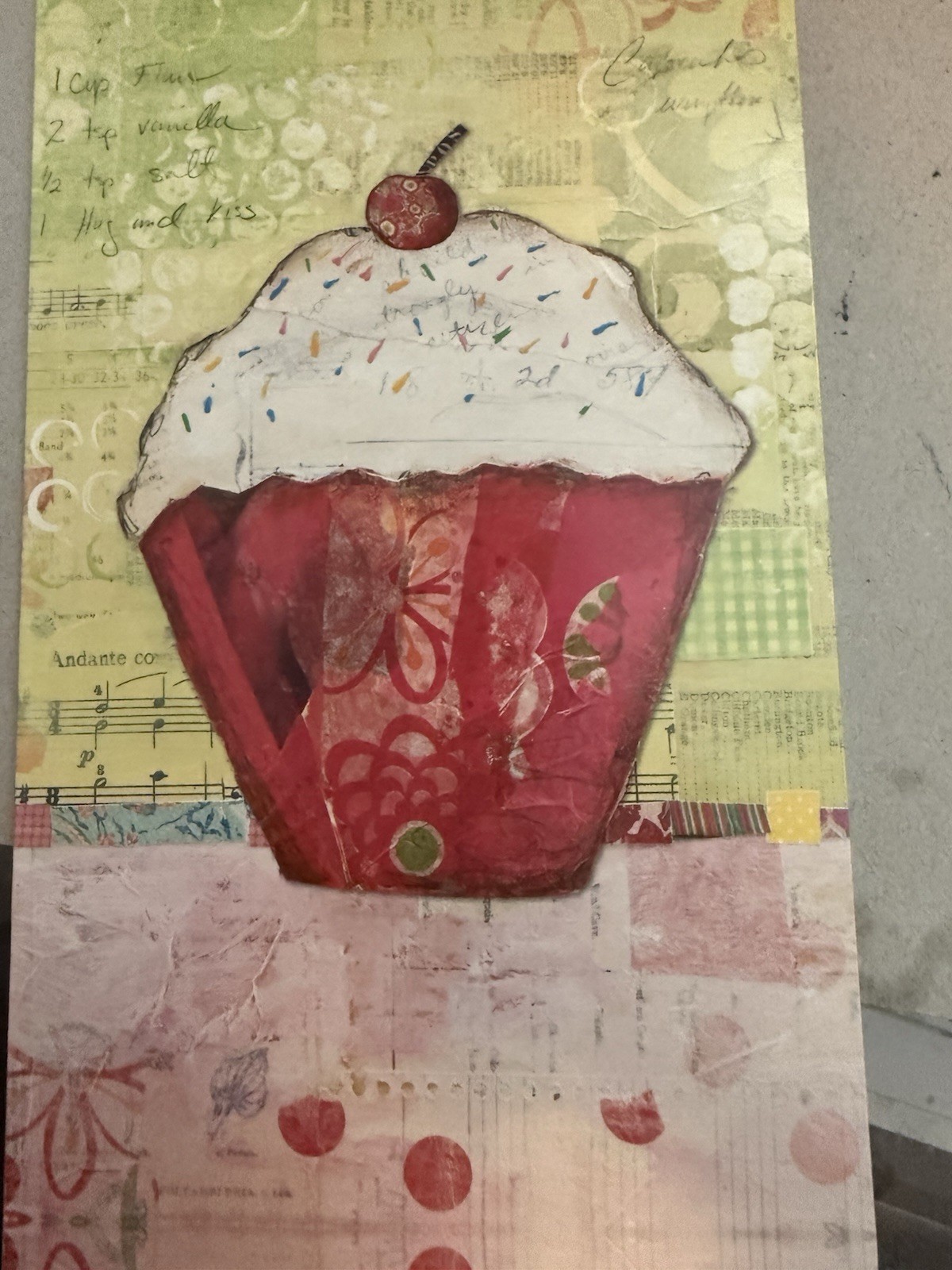 Cupcake with Cherry on top – Friendship Card – approx 3.75″ X 6.75″