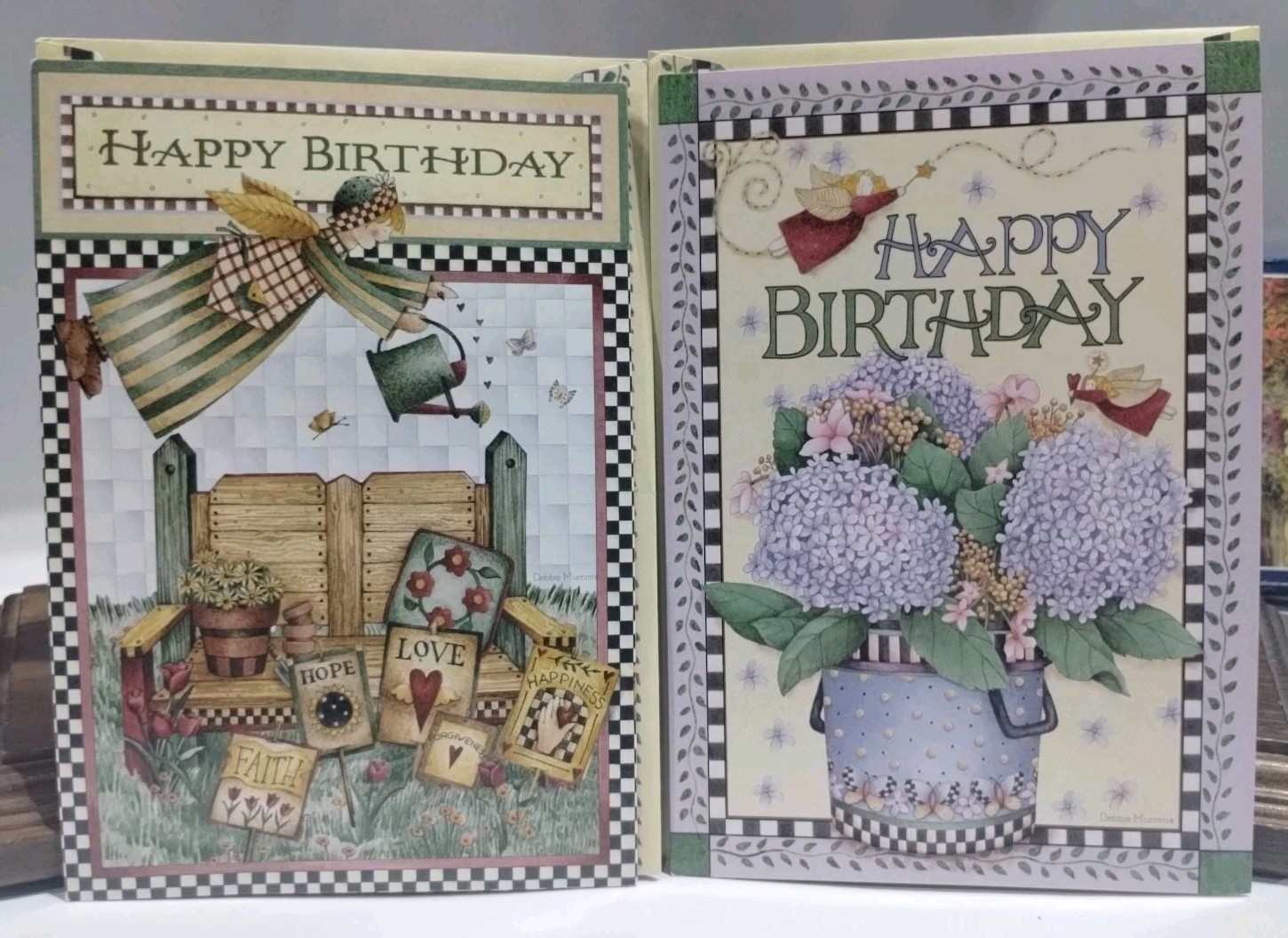 BIRTHDAY Debbie Mumm Leaning Tree NOS Lot Of Two Cards Garden Floral Fairies