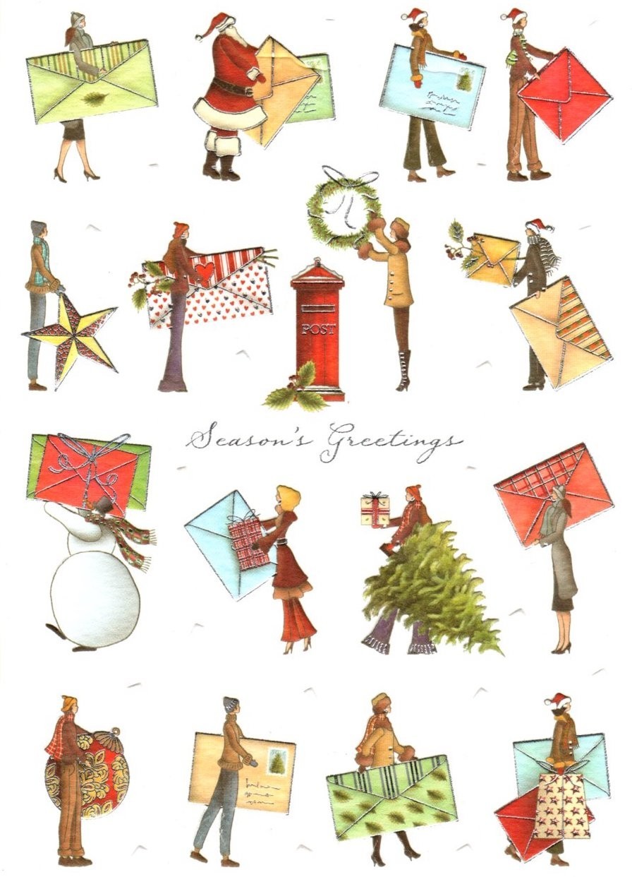 Christmas Season’s Greetings Sending Holiday Cheer Greeting Cards – Set of 7