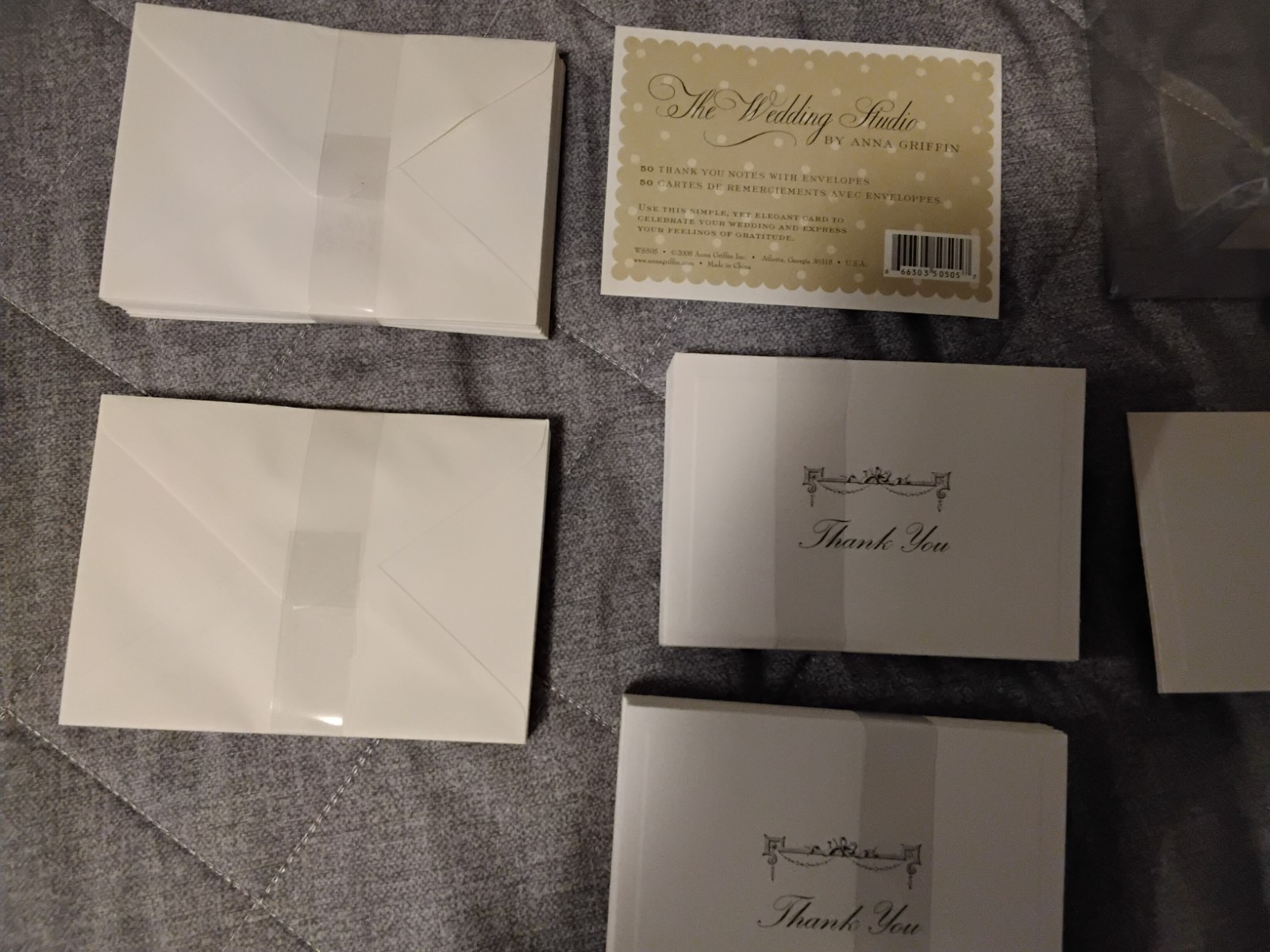 NIB New ANNA GRIFFIN The Wedding Studio 50 Thank You Fold Note Cards Envelopes