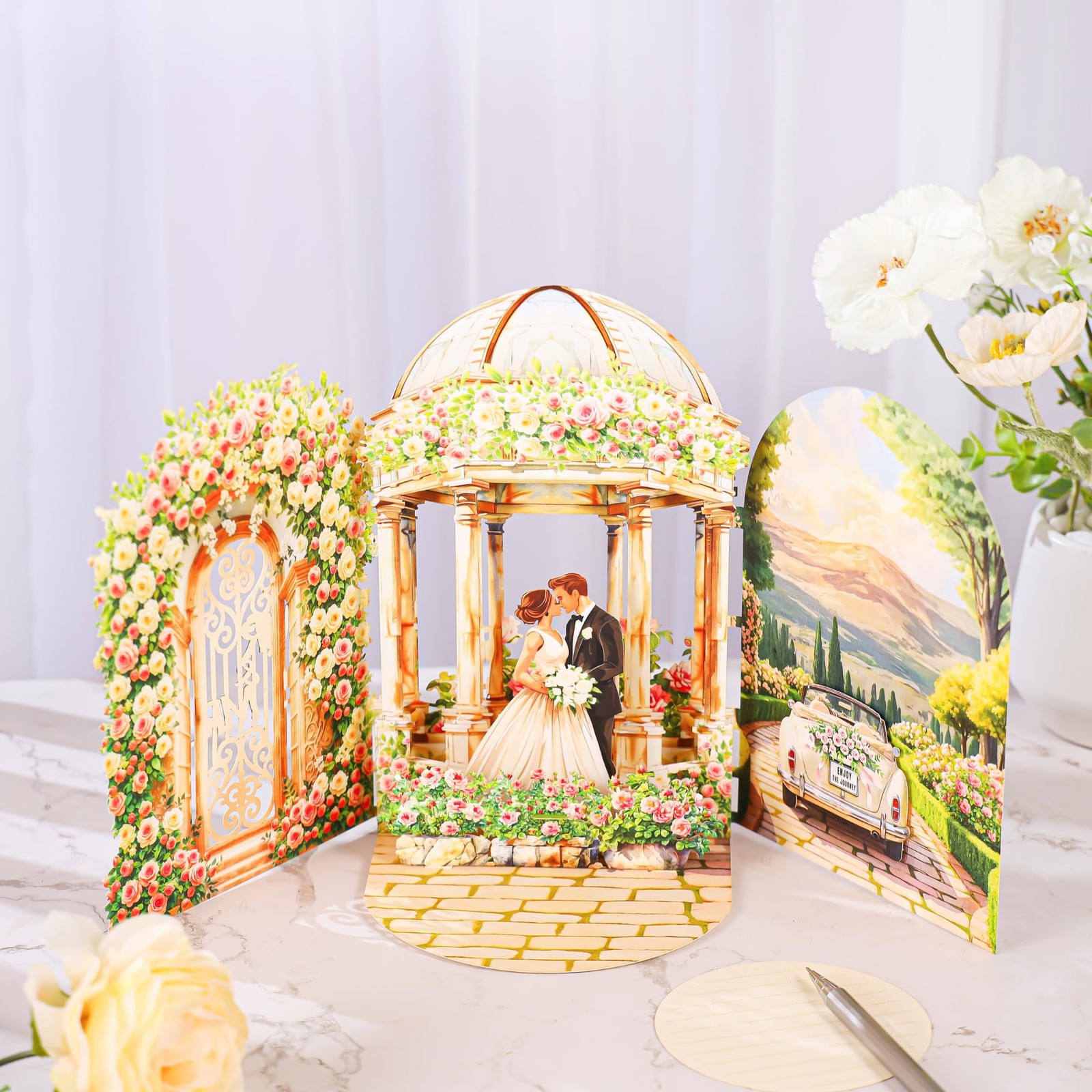 Wedding Pop Up Card – Romantic Card for Bride and Groom, Wedding Congratulati…