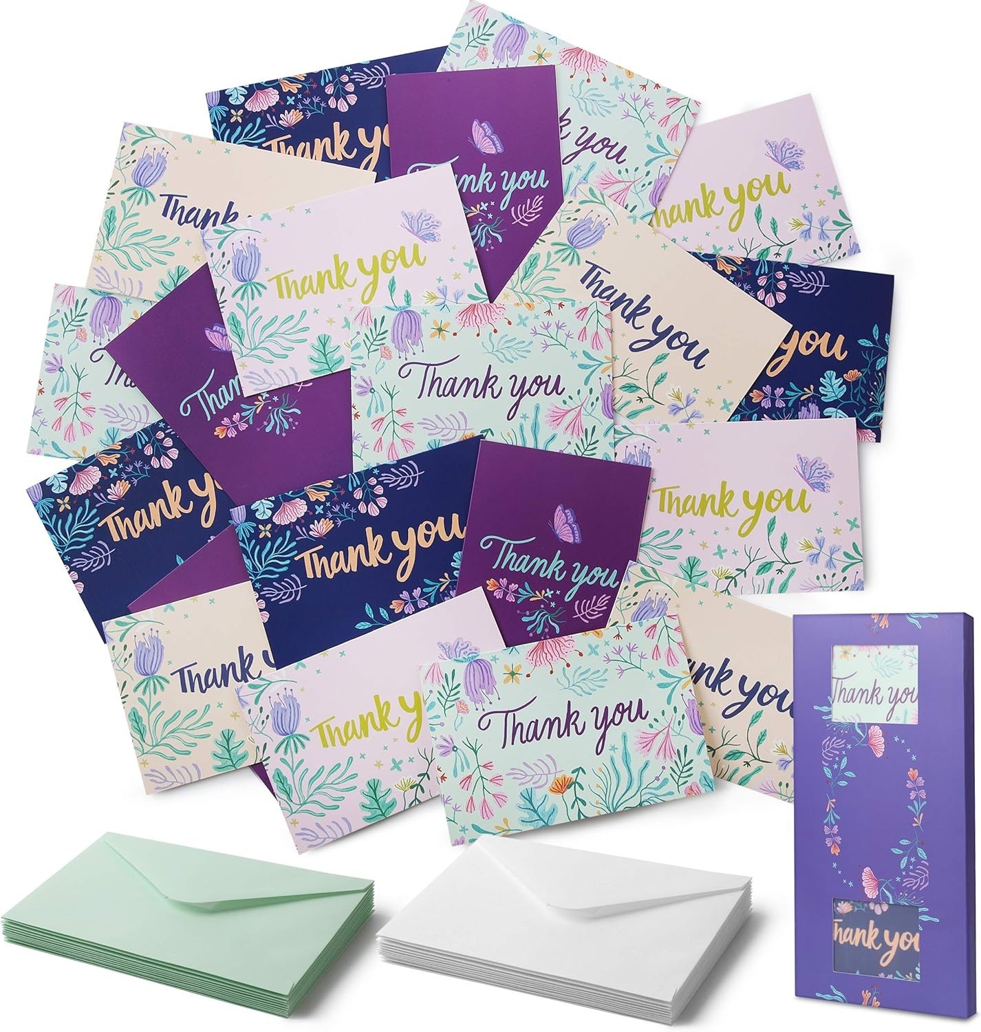 Assorted Floral Thank You Cards with Envelopes, 20 Pack for Heartfelt Gratitude