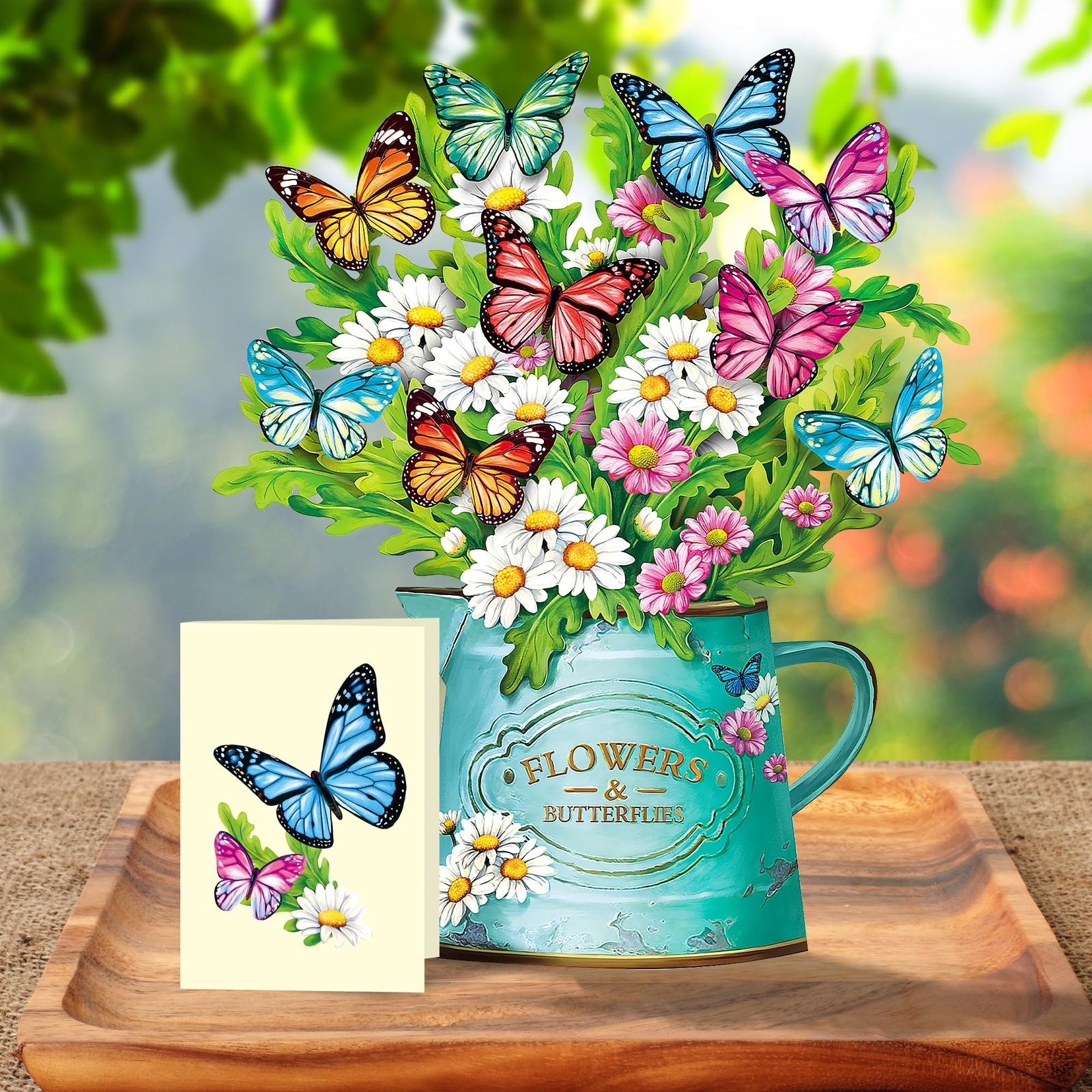 Pop Up Flower Cards, Paper Flowers Bouquet 12’‘ Daisies and Butterflies 3D Popup