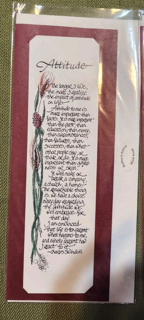 Quality made Blank Card – “ATTITUDE” By C. Swindoll w/Bookmark and envelope NEW