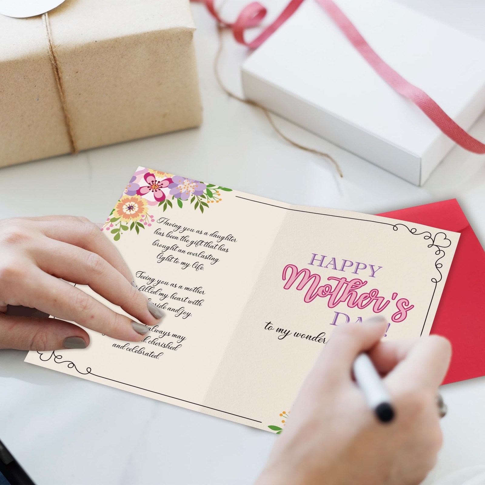 Mother’s Day Card for Daughter – Sweet Floral Mothers Day Card Gift from Mom or