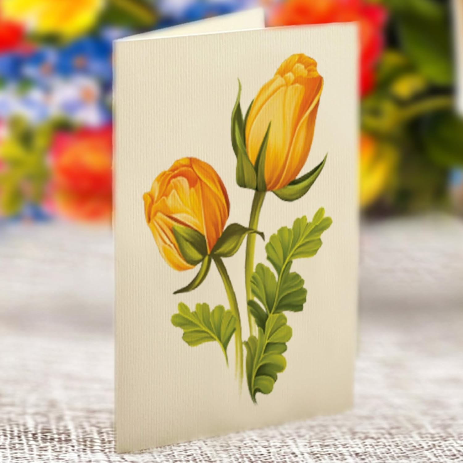3D Pop Up Card Sorbet Roses 12 Inch Floral Gift with Blank Notecard and Envelope