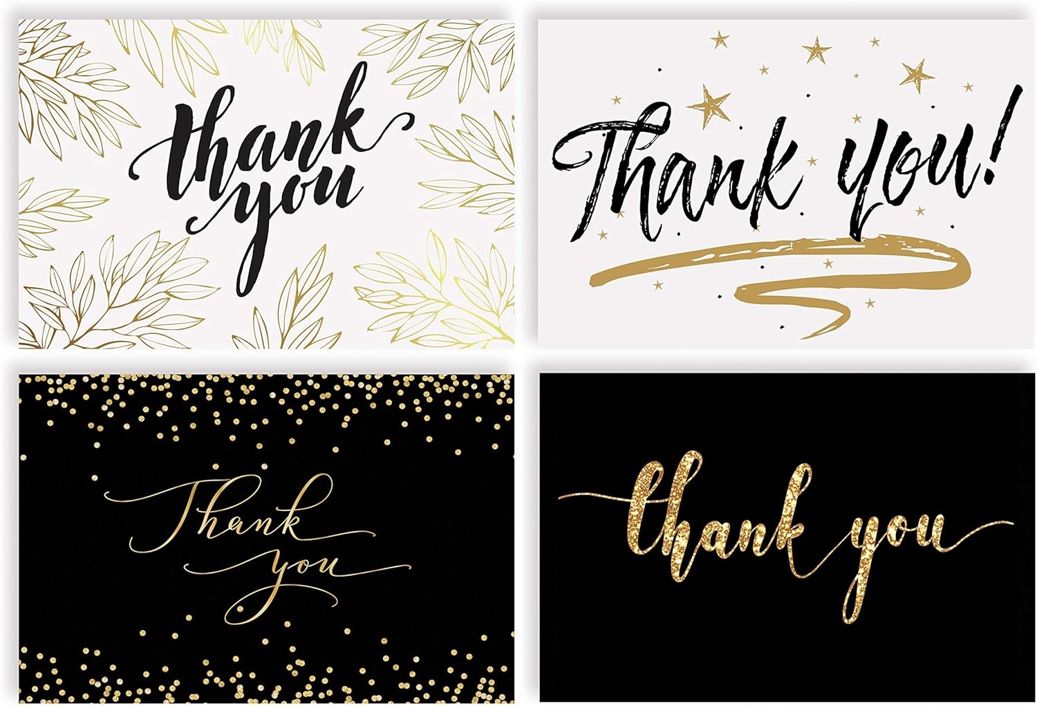 Better Office Products Thank You Cards with 4 x 6 inch, Black and Gold