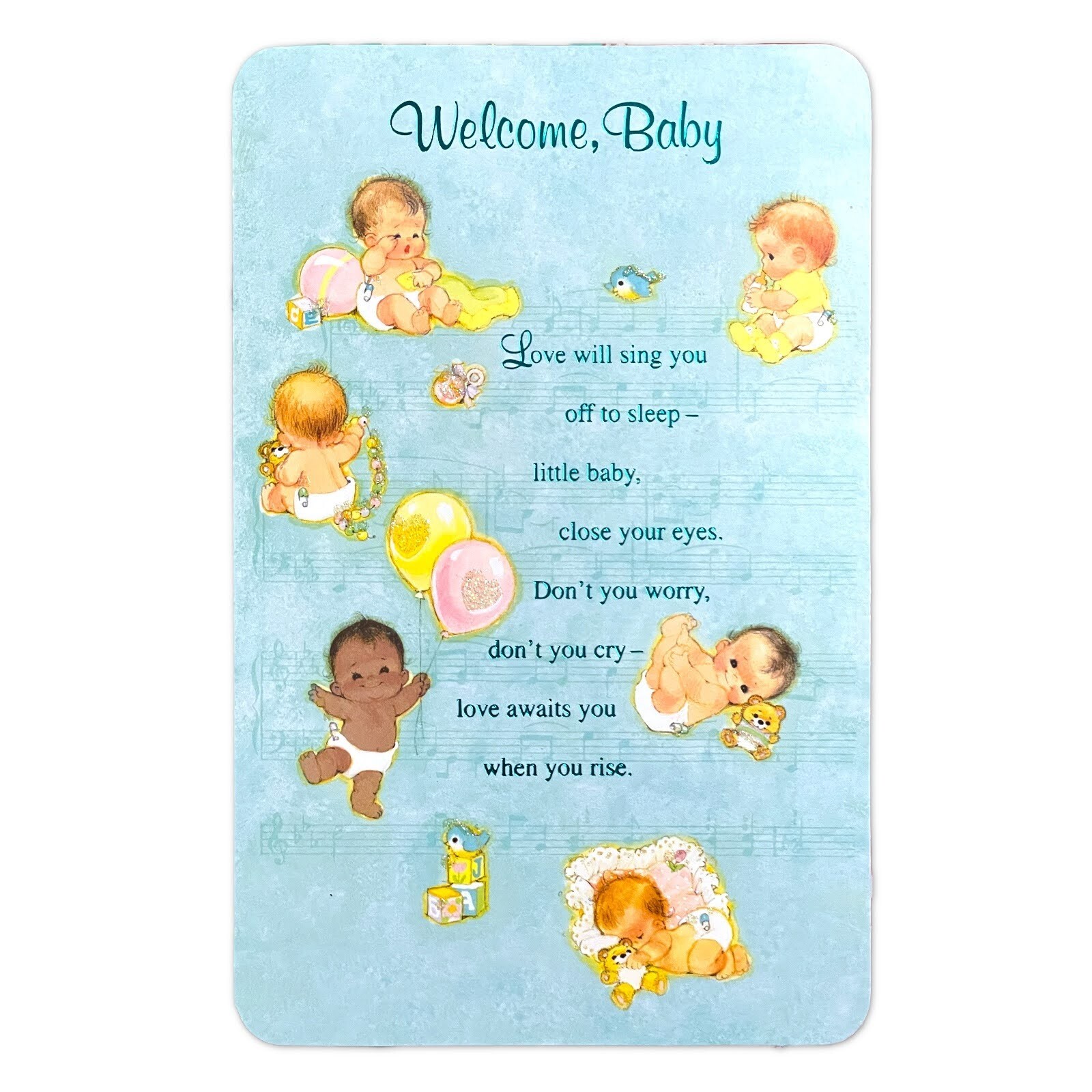 Cute NEW BABY Card, Welcome Love Will Sing Sleep by American Greetings +Envelope