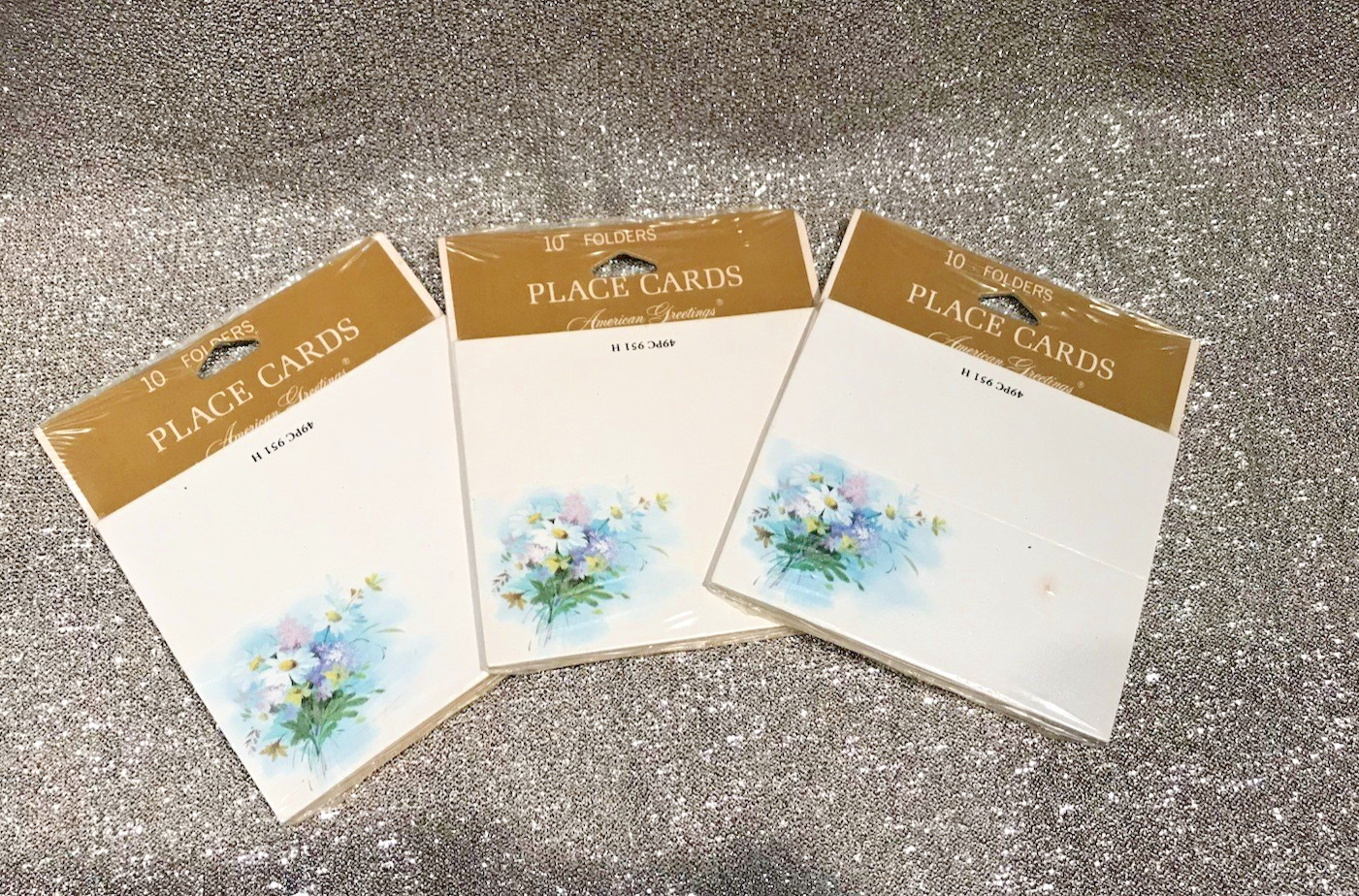 Vintage American Greetings 3 Packs Folded Floral Place Cards