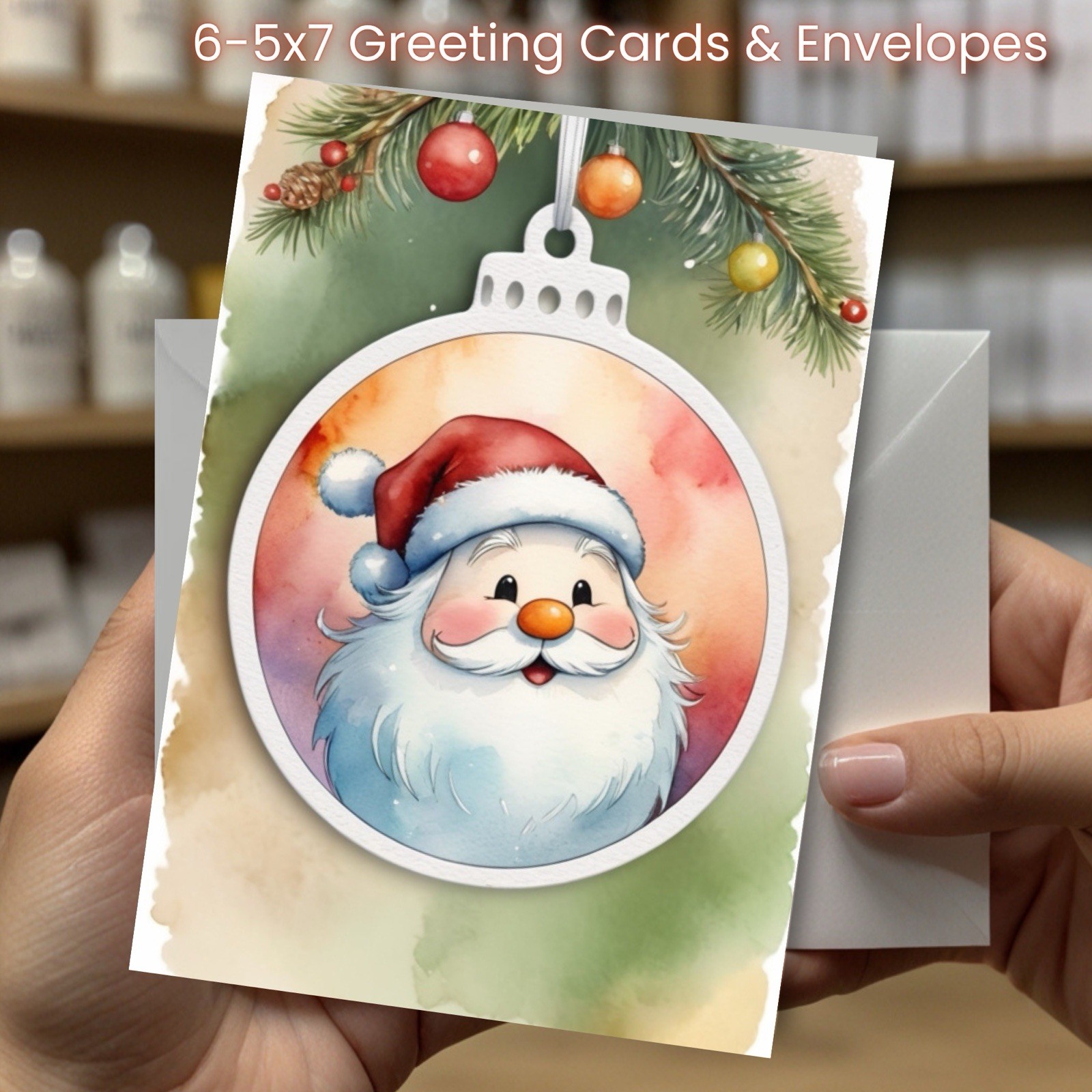 Christmas Greeting Cards w/ Envelope – Set of 6 -5×7 Cards & Envelopes L#059