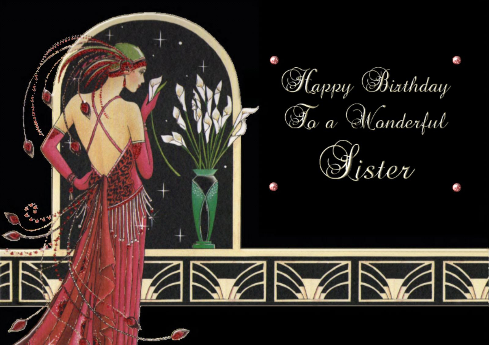 Art deco personalised A5 birthday card mum daughter niece sister auntie name age