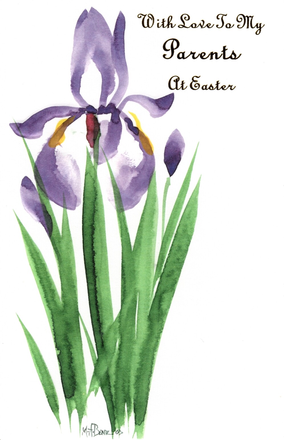 Happy Easter Parents Mom Dad Blue Iris Irises Flower Flowers Theme Card