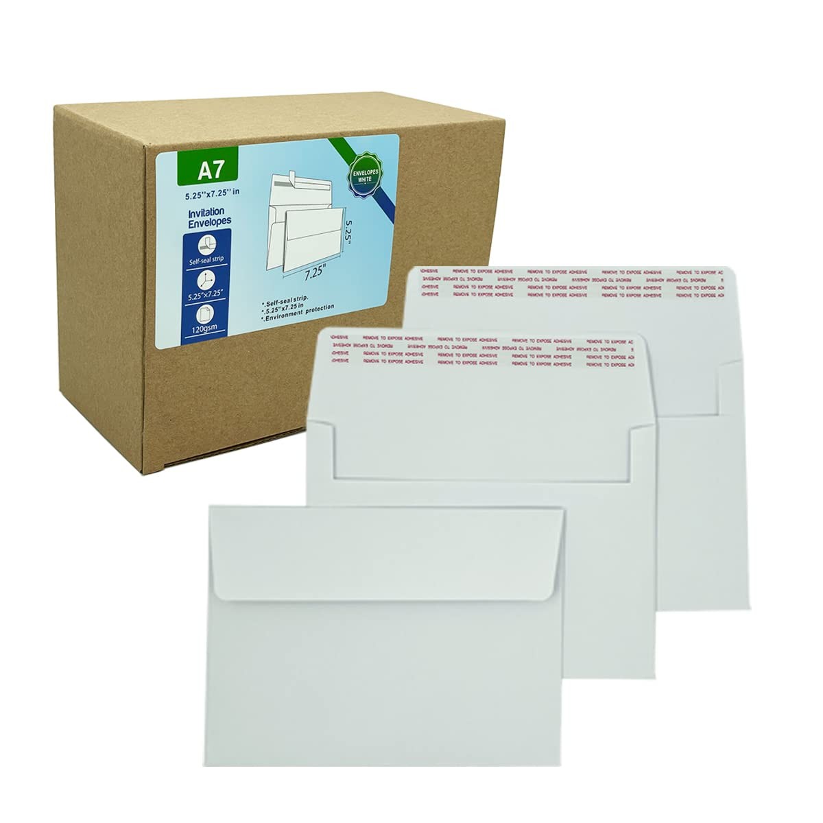 A7 Invitation Envelopes 120 PCS 5.25×7.25 Inch 120GSM White Self Seal Paper