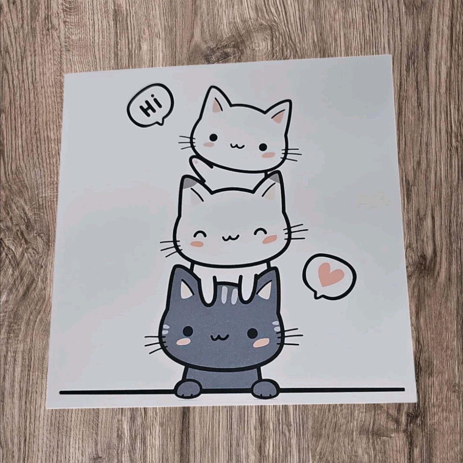 5×5 Inches Cats Blank Inside Greeting Card Friend HM