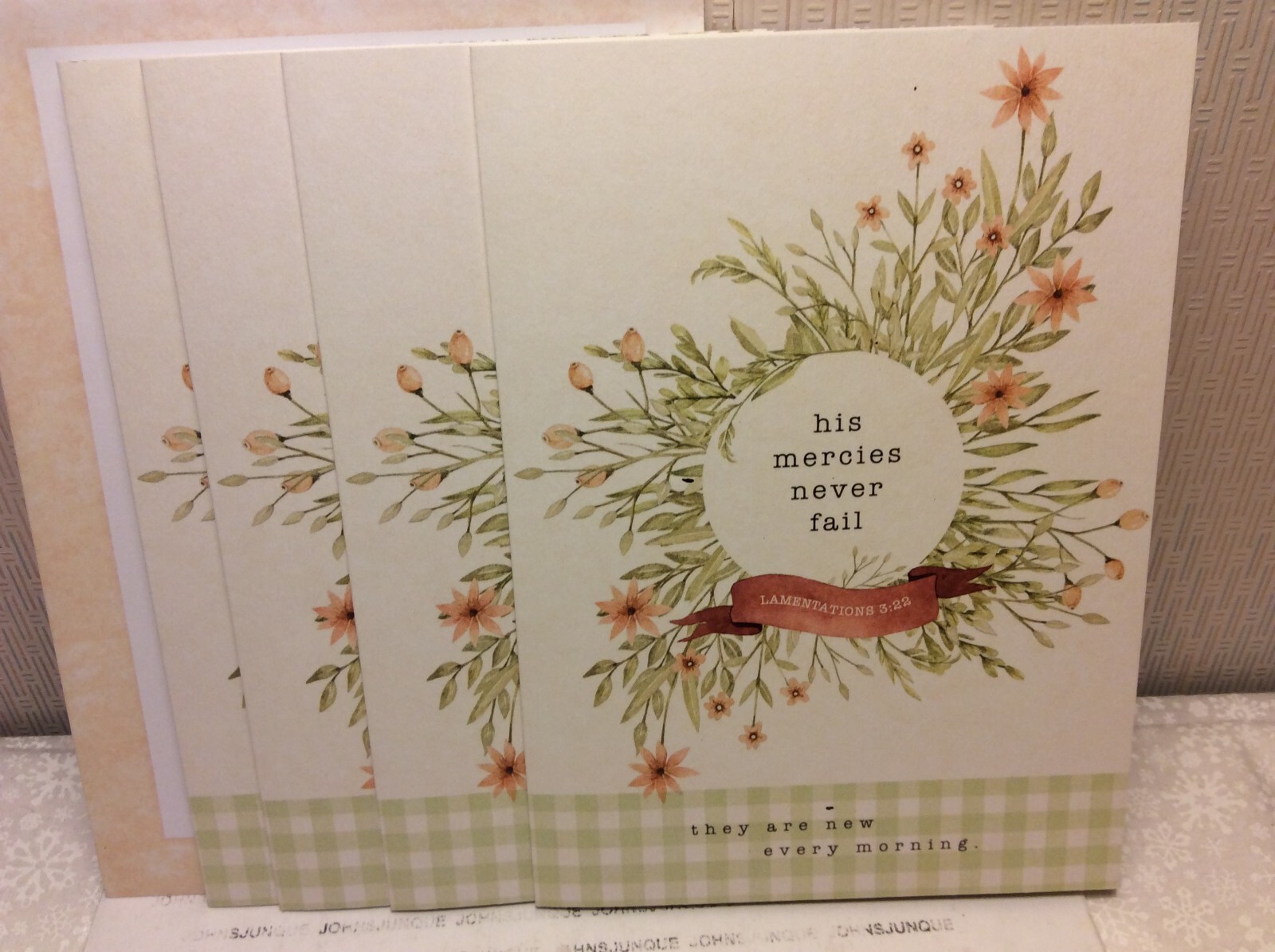 SYMPATHY LEGACY GREETING CARDS LOT 4 New w/envelopes “His mercies never fail…”