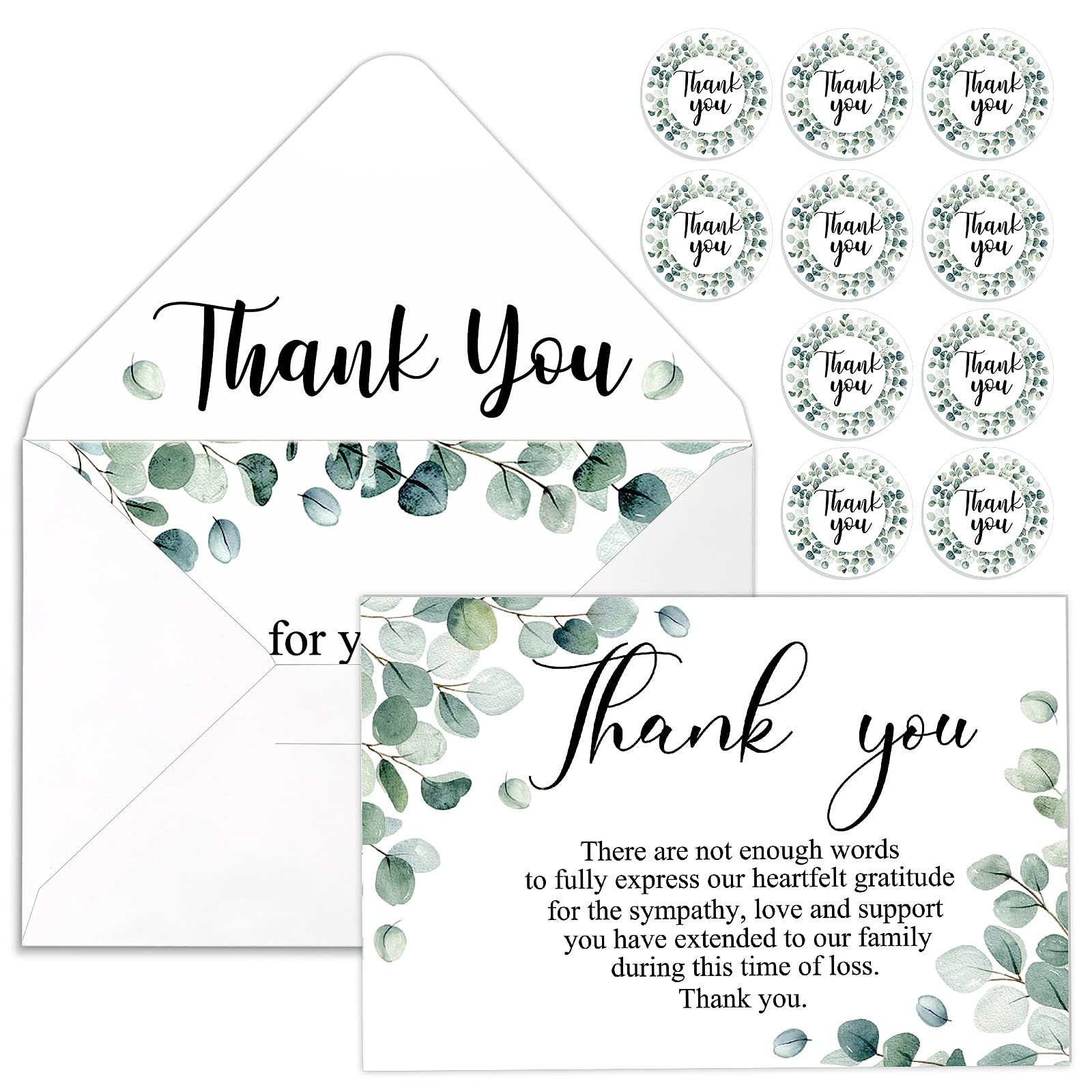 Marspark 25 Pack Sympathy Thank You Cards for Funeral with Envelopes Sticker …