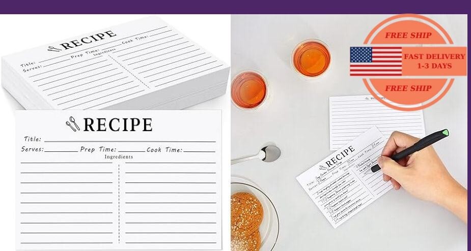 100 tarjetas de recetas, tarjetas de recetas 3×5 blancas, tarjetas de recetas.