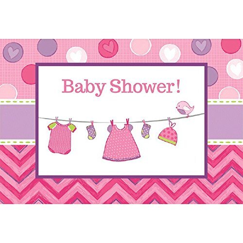 Shower with Love Girl Chevron Polka Dot Baby Shower Party Invitations Envelopes
