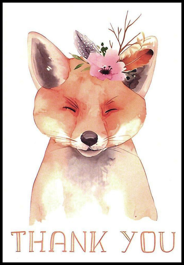 Notecard – Fox – Thank You – Blank Inside – 3 1/2″ x 5″ – CL048H