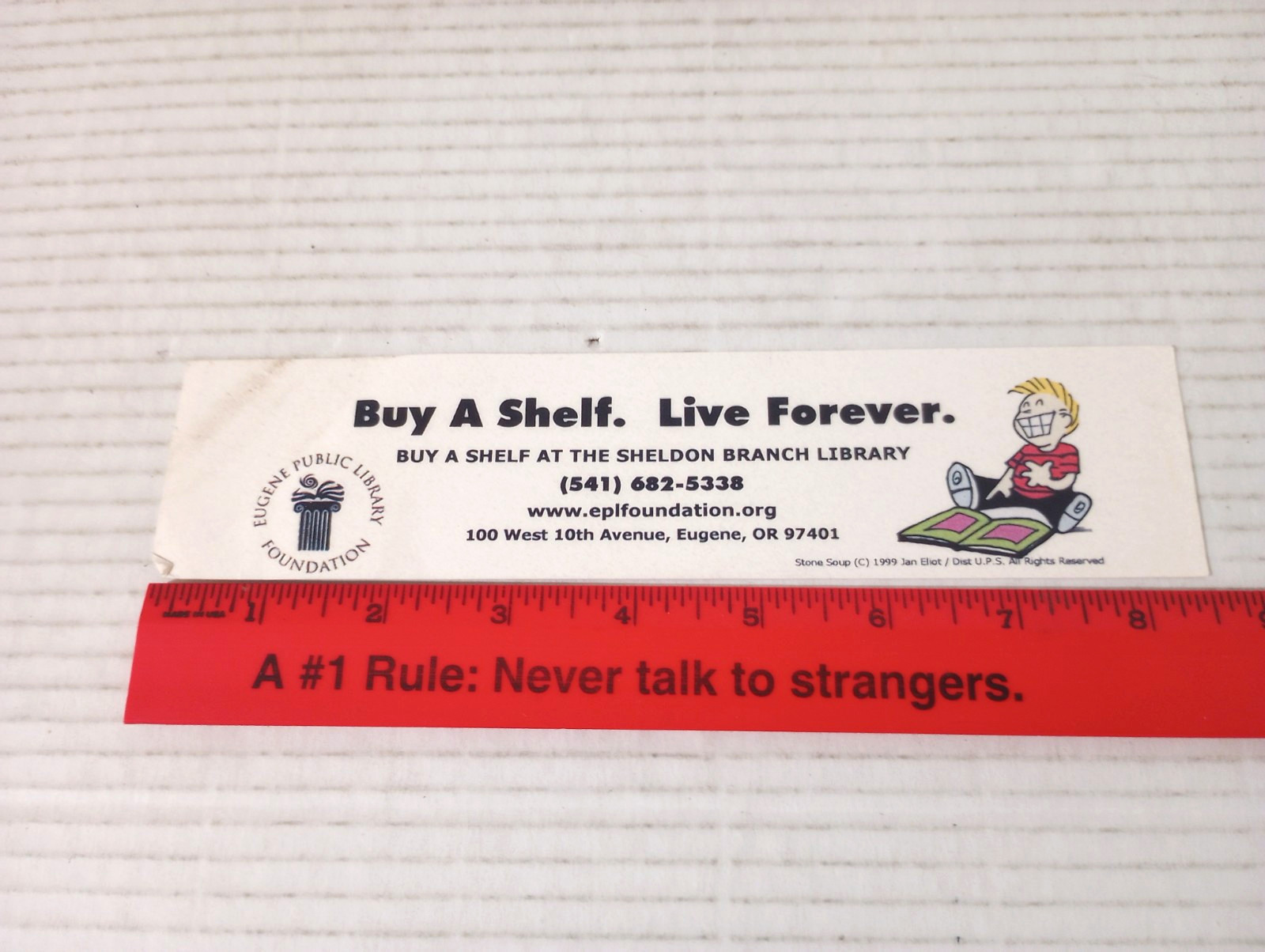 Buy A Shelf Live Forever Sheldon Branch Library Bookmark