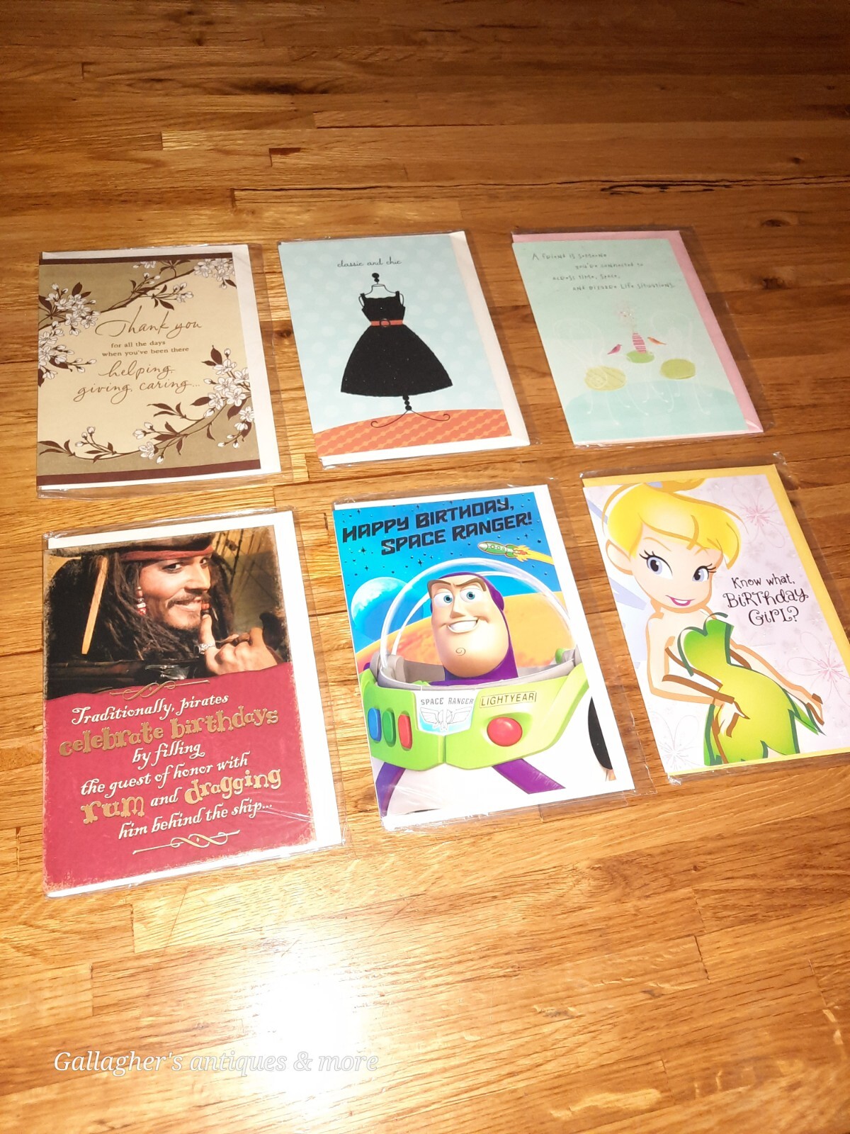 Nos HALLMARK CARD FREE PRE-PAID POSTAGE Lot Disney Pirates Fairies Toy Story