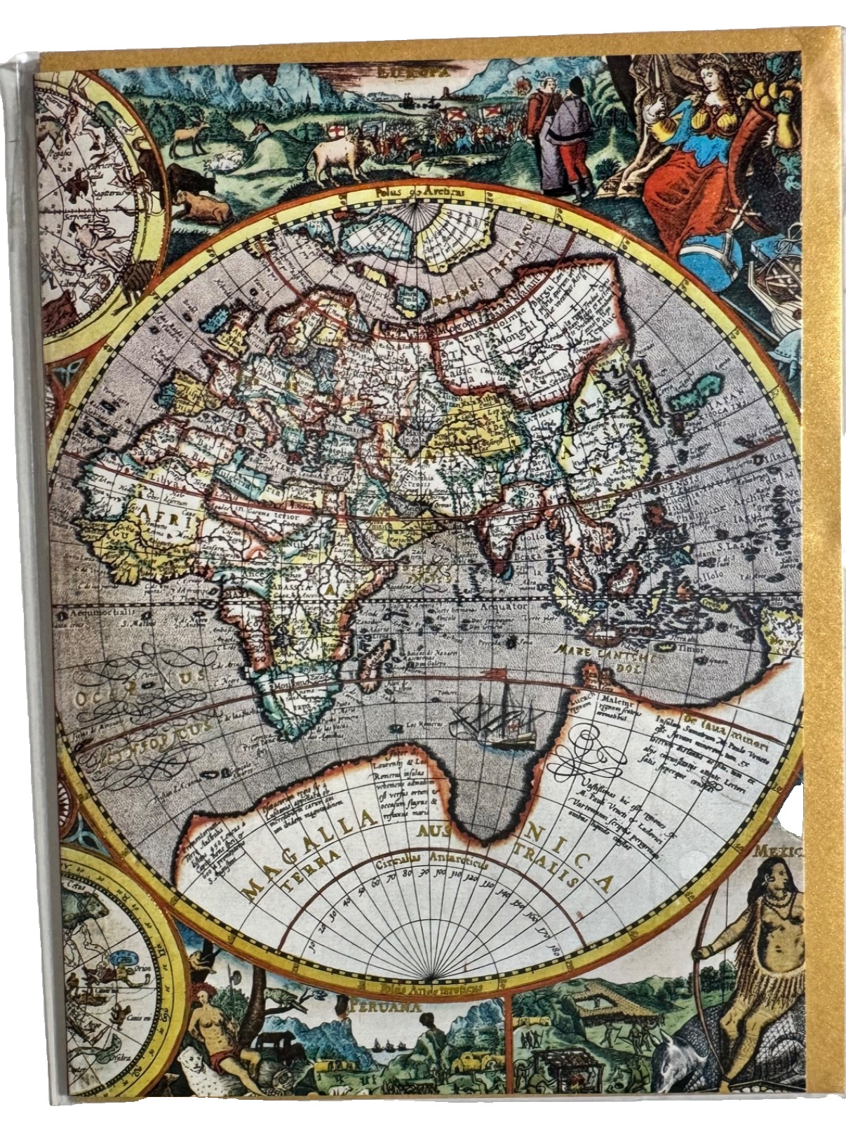 World Map Globe BLANK Greeting Card Retro by Flame Tree WGA127 Party