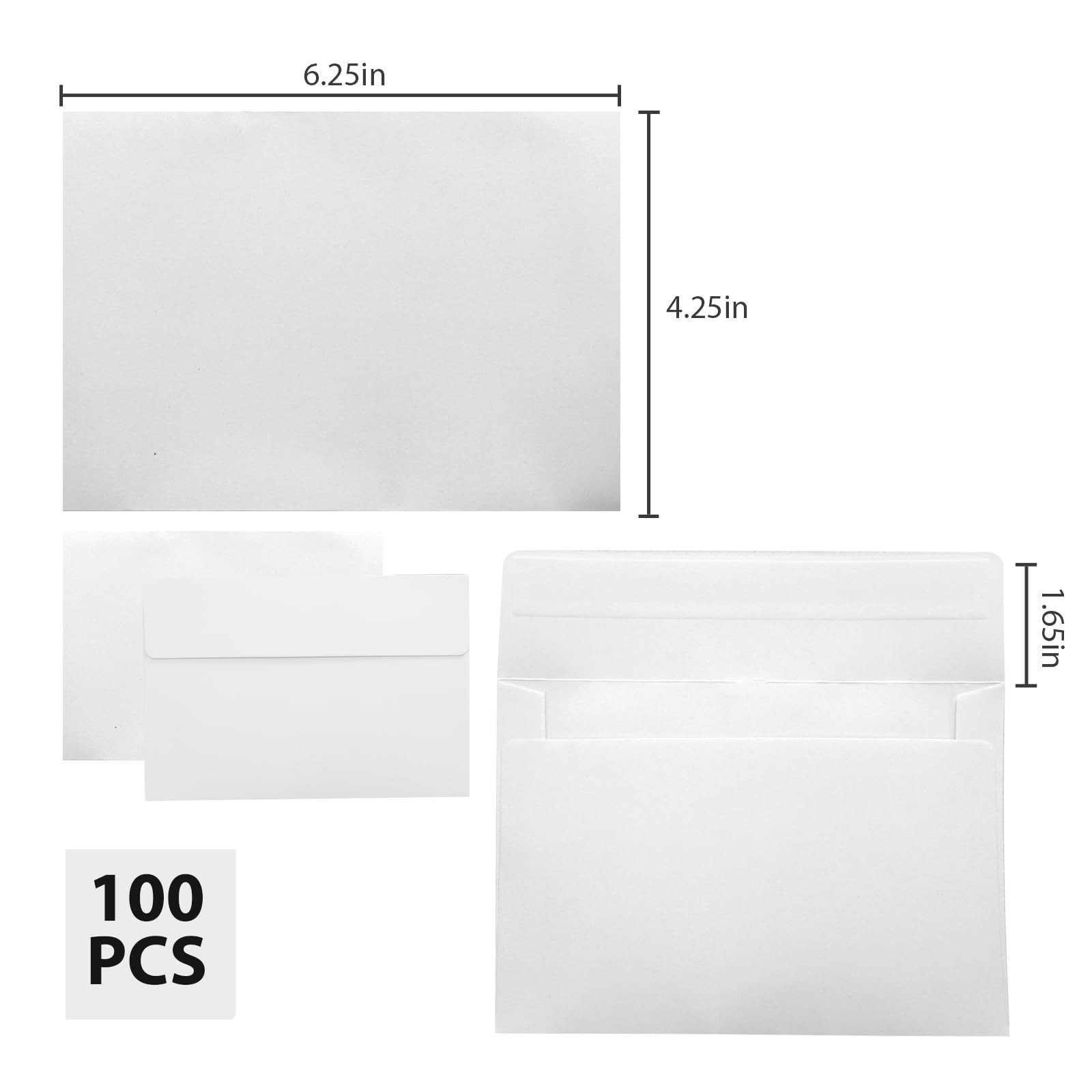 100 Pack A9 Envelope 53/4×83/4 Inch Self Sealing White Invitation Mailer