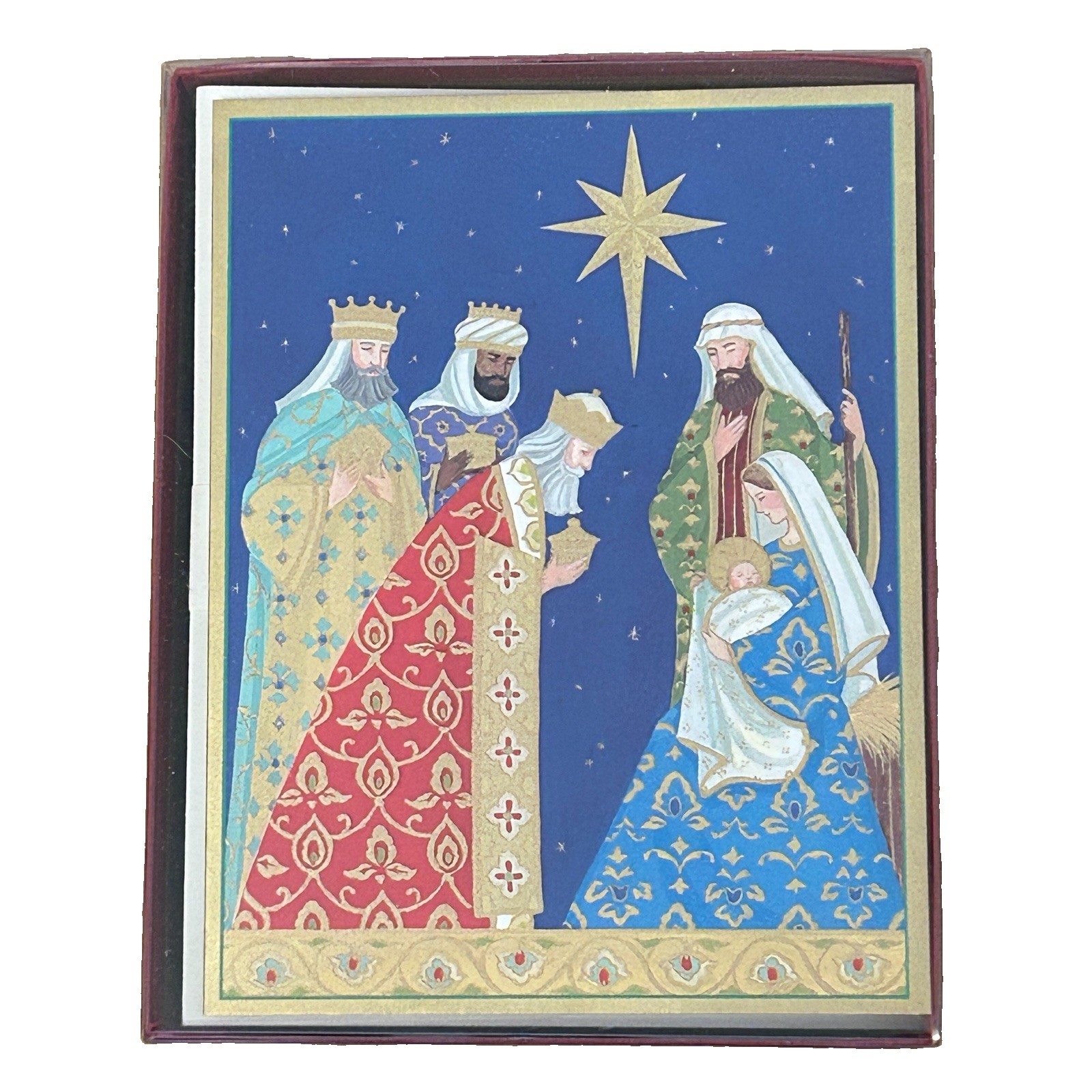 Box of 15 Caspari Christmas Cards – Nativity with Star – Magi Holy Family 2017