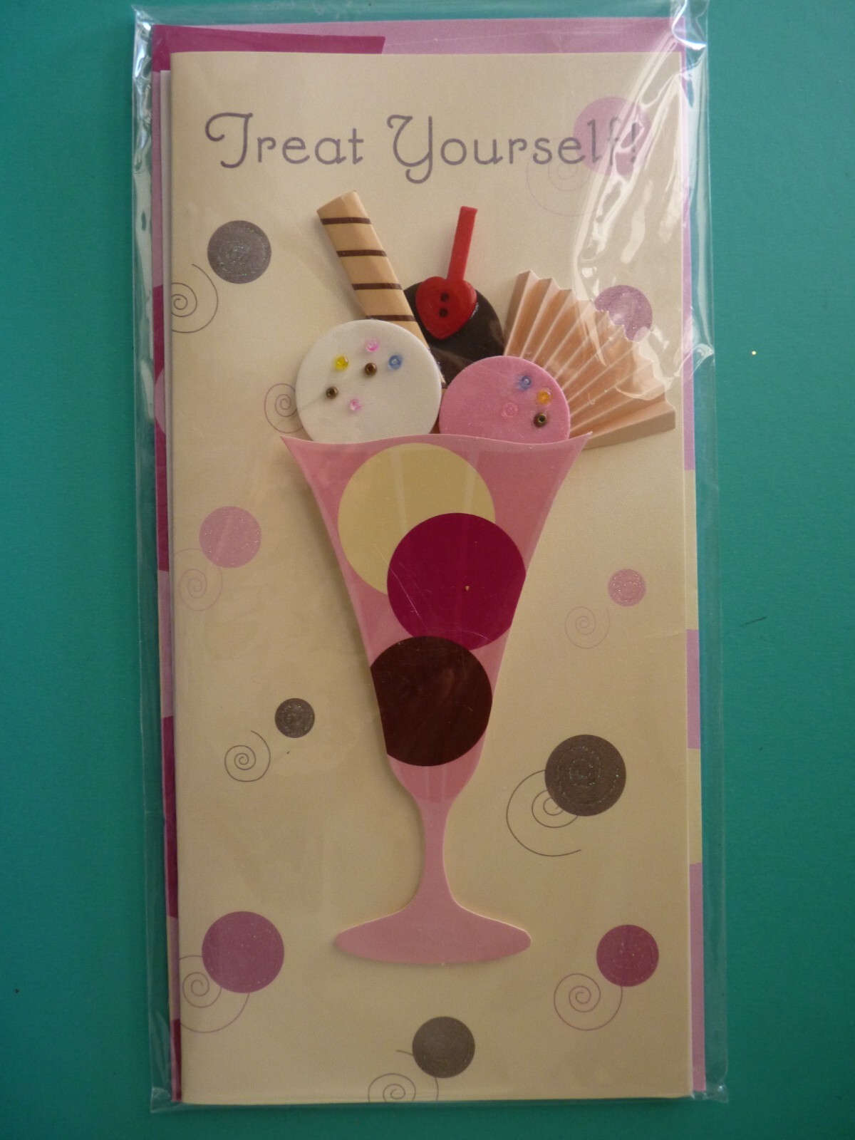 Any Occasion Greeting Card For Anyone 3D Embellished Ice Cream Hallmark-Blank