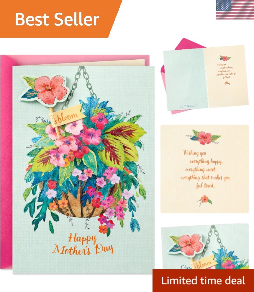 Heartfelt Floral Mother’s Day Card with Reusable Stake & Matching Envelope