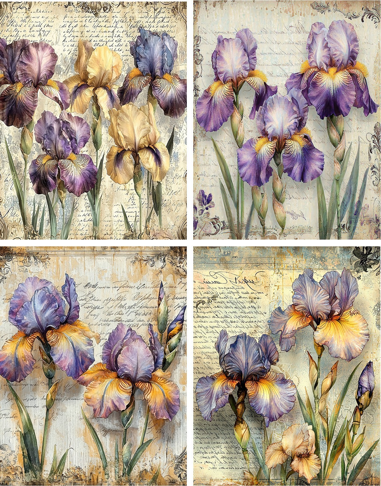 8 assorted Iris flower card glossy blank note card with envelopes