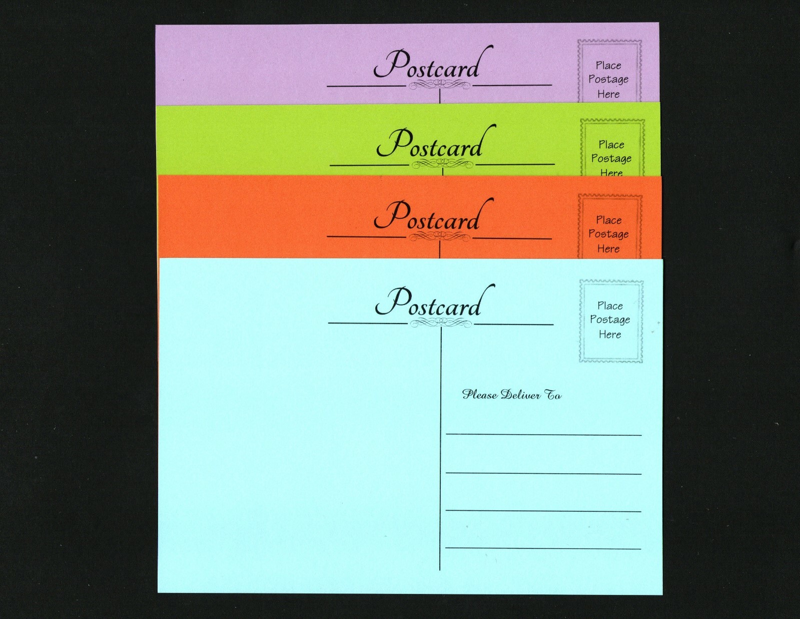 Blank Crafting Postcards – Elegant Font on Colorful Cardstock – USPS Acceptable