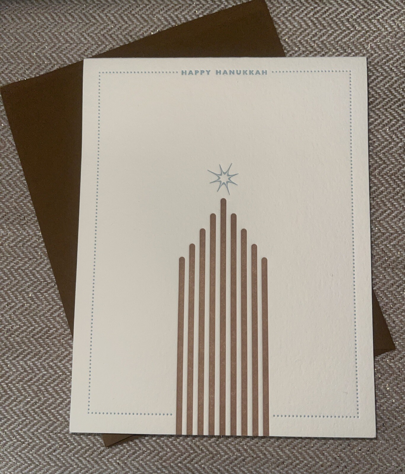 Happy Hanukkah Greeting Cards w Envelopes Elegant Embossed Design w Menorah 6ct