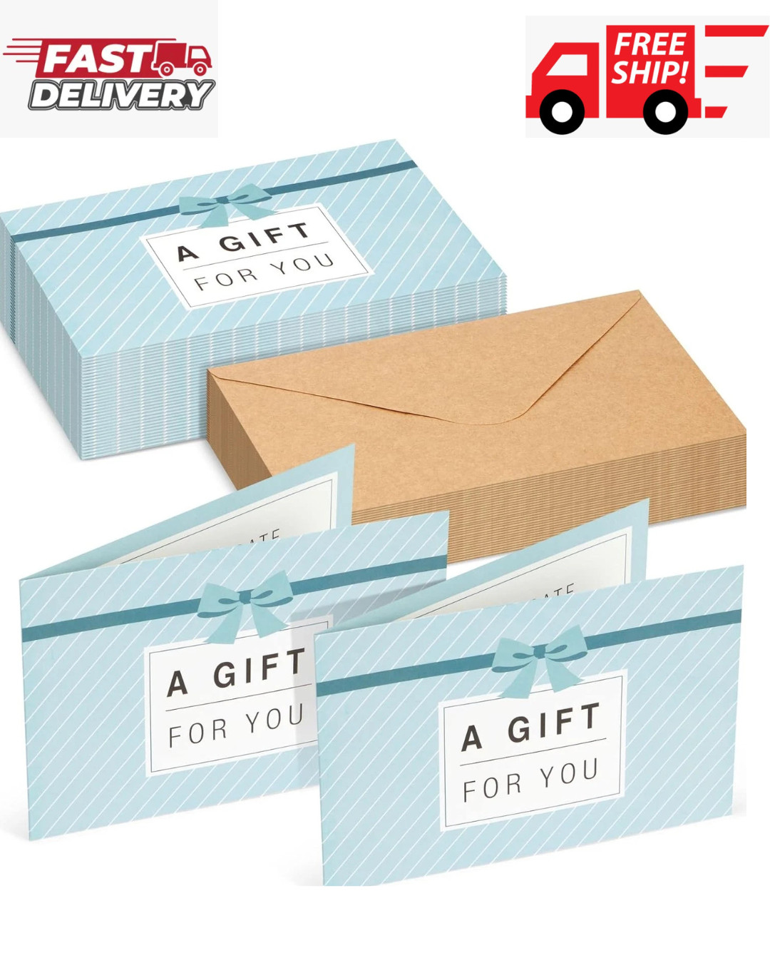 Blank Gift Cards – 36-Pack 4 X 6 in Blue 250 GSM & Envelopes – Customizable Gift