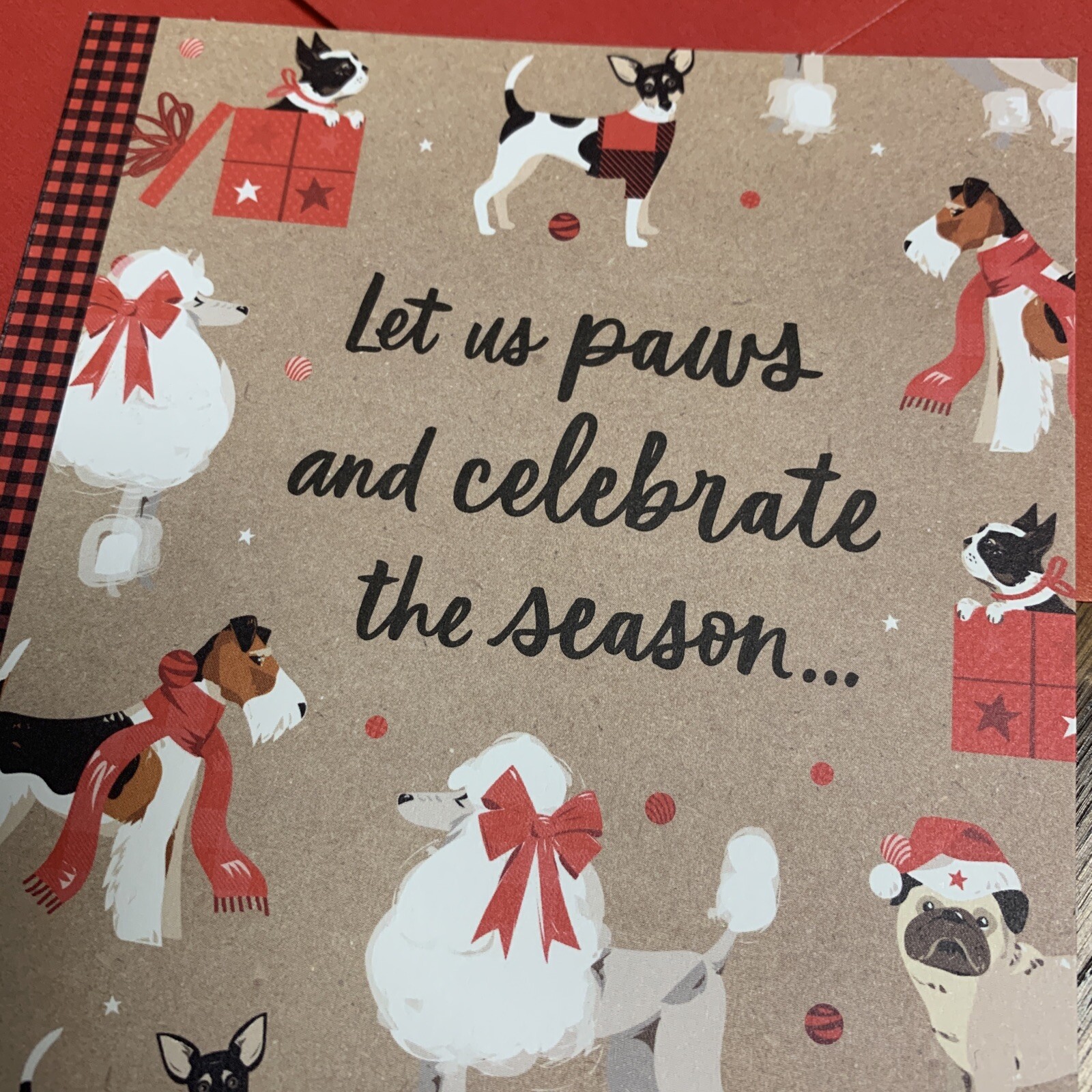 Merry Christmas Funny Dog Let Us Paws And Celebrate 5″x7″ Hallmark Greeting Card