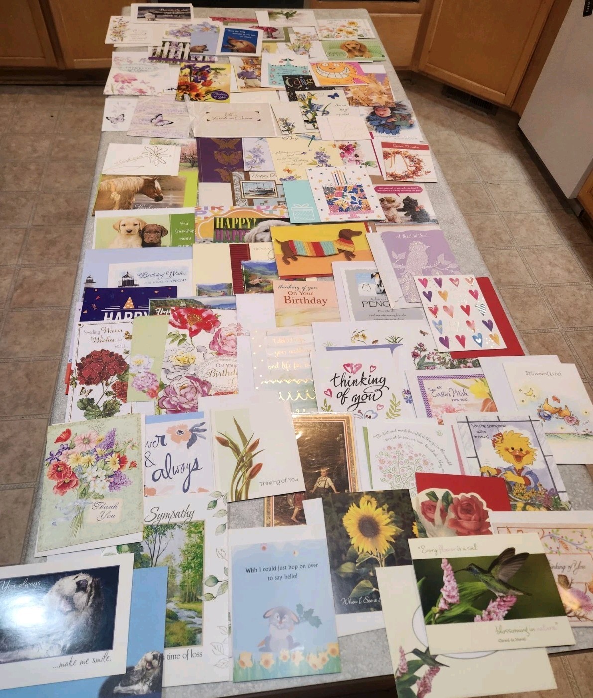 100+ Premium Greeting Cards + Matching Envelopes, No Duplicates Great Bundle