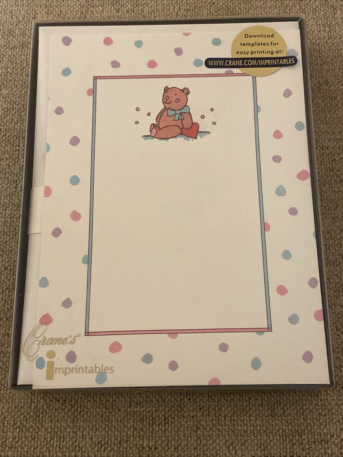 Crane & Co Imprintable Baby Bear 10 Invitations & Envelopes by Meredith Shelley