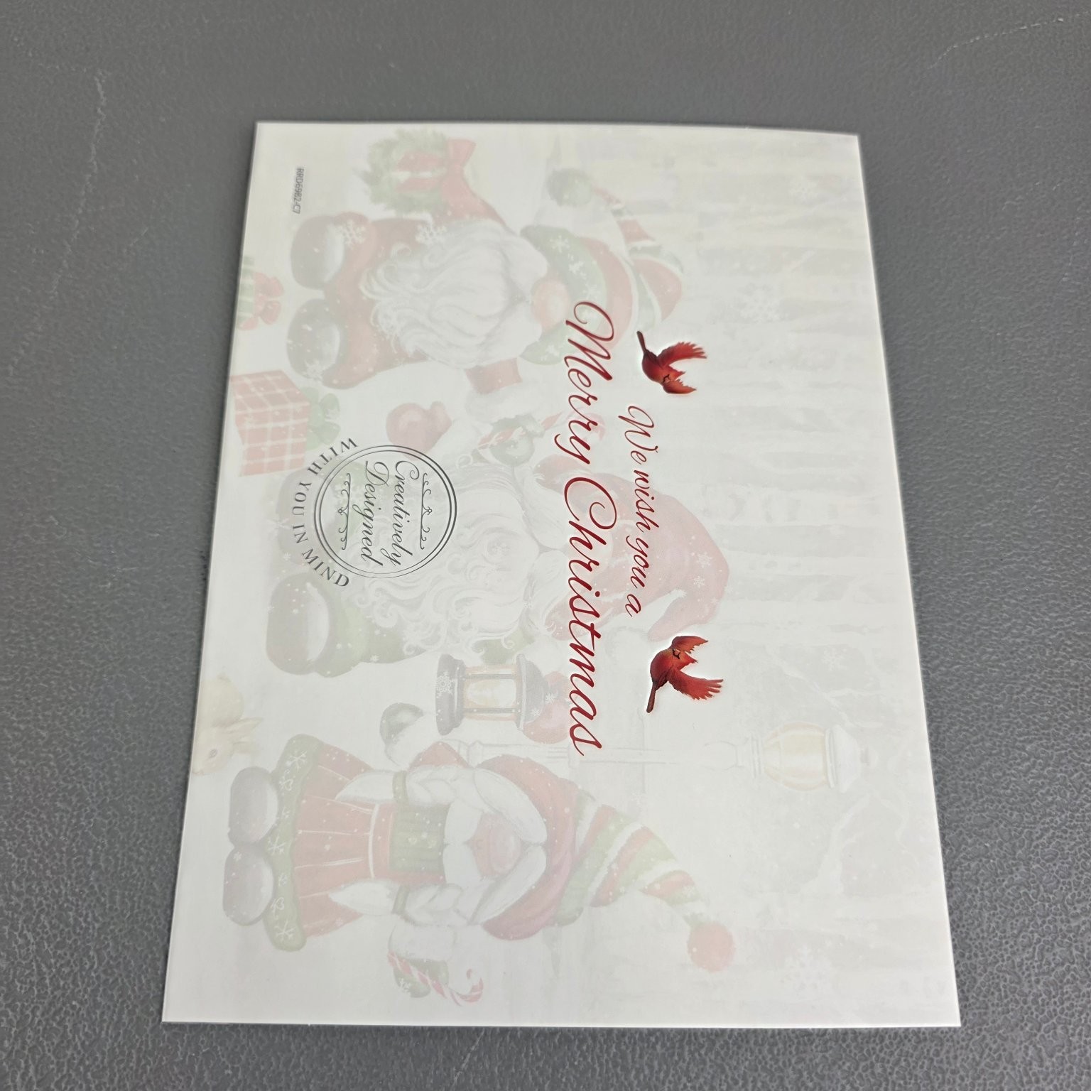 Christmas Greeting Card Gnomes Cardinals Holiday Winter Scene with Envelope