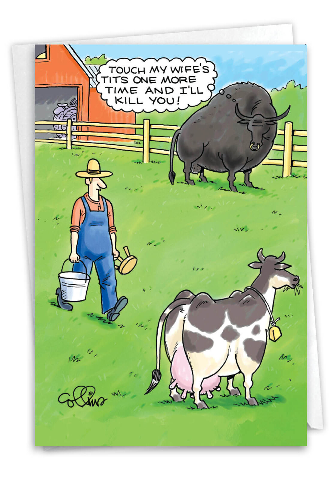 1 Funny Birthday Card with Envelope – Jealous Bull C2595BDG