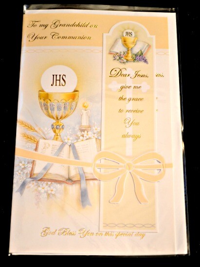 Grandchild First Communion Greeting Card w/ Bookmark NEW Unused Printed in Italy