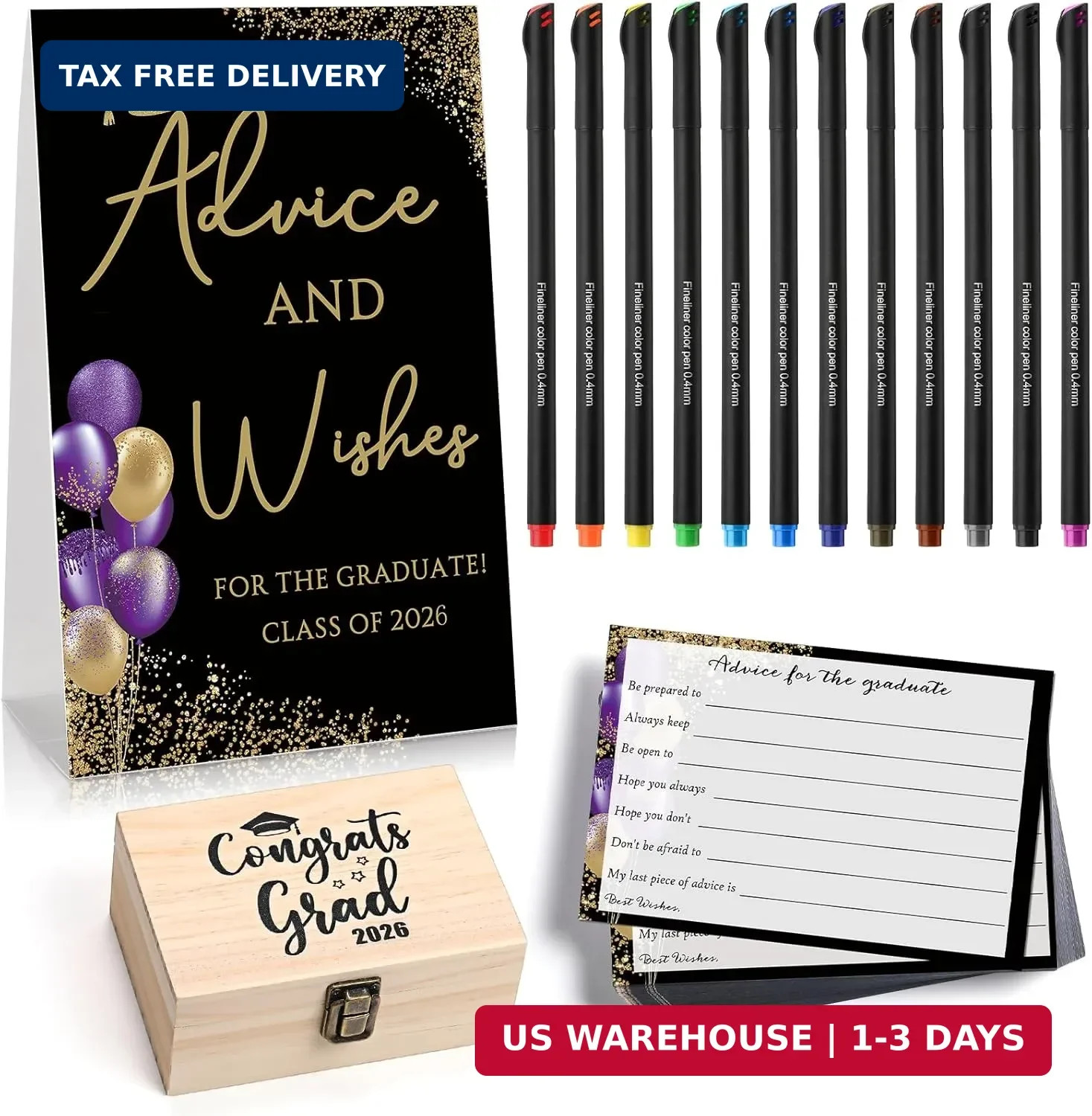 114 Pcs Graduation Party Favors 101 Advice Cards for The Graduate Advice Wishes