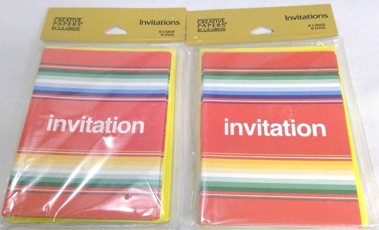 16 Creative Papers invitations 2 packs cards/envelopes stripes general CR Gibson