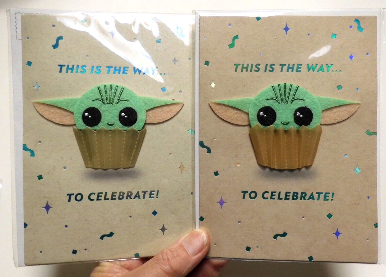 2 Papyrus Cards Disney STAR WARS HAPPY BIRTHDAY Yoda Cupcake Mandalorian