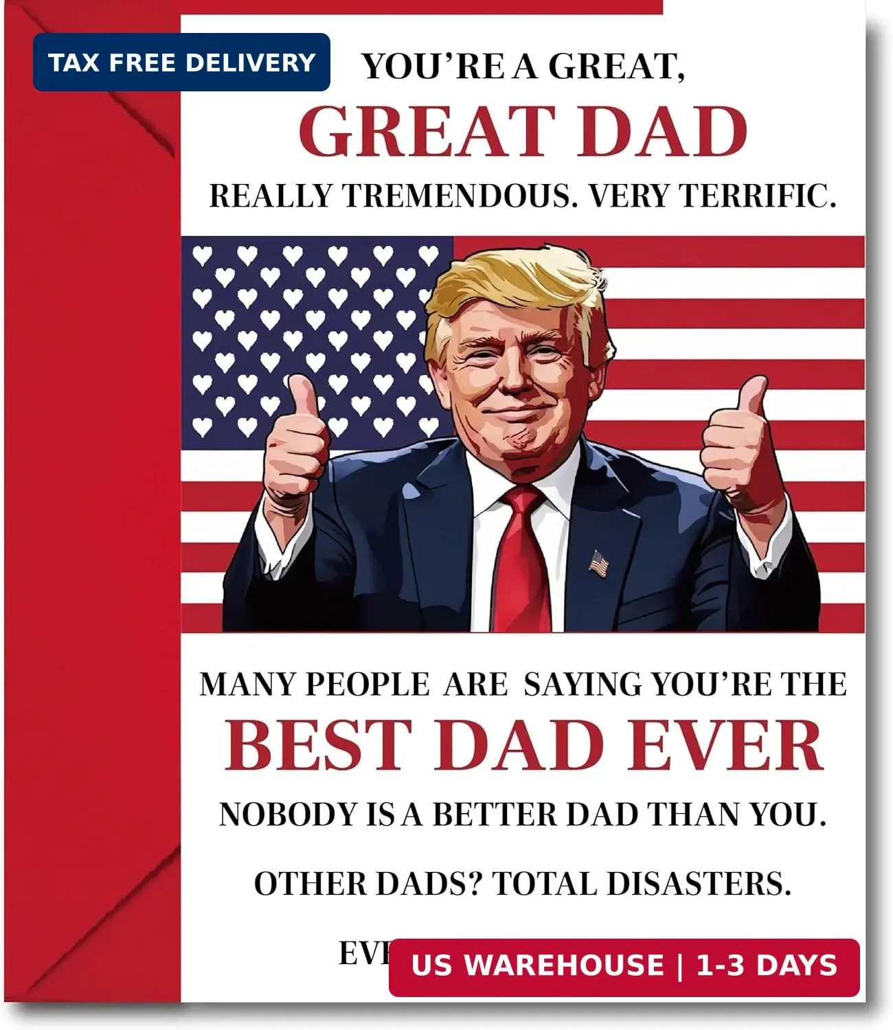 Funny Fathers Day Card, Happy Birthday Cards Humor Gift from Son Daughter or Kid