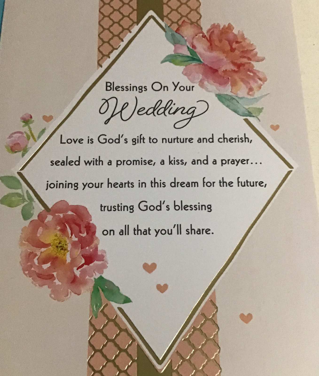 Blessings On Your Wedding, Best Wishes 5”x7” Religious Greeting Card